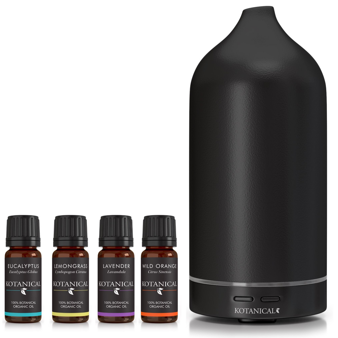 Essential Oil Diffuser Starter Kit (Black) | Kotanical